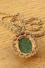 Mossy Green Filigree Chain Necklace