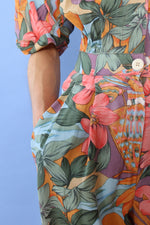 Tropical Ladies and Lillies Printed Jumpsuit M