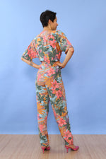 Tropical Ladies and Lillies Printed Jumpsuit M