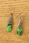 Sterling Green Turquoise Drop Earrings