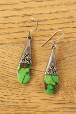 Sterling Green Turquoise Drop Earrings