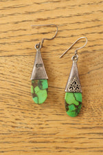 Sterling Green Turquoise Drop Earrings