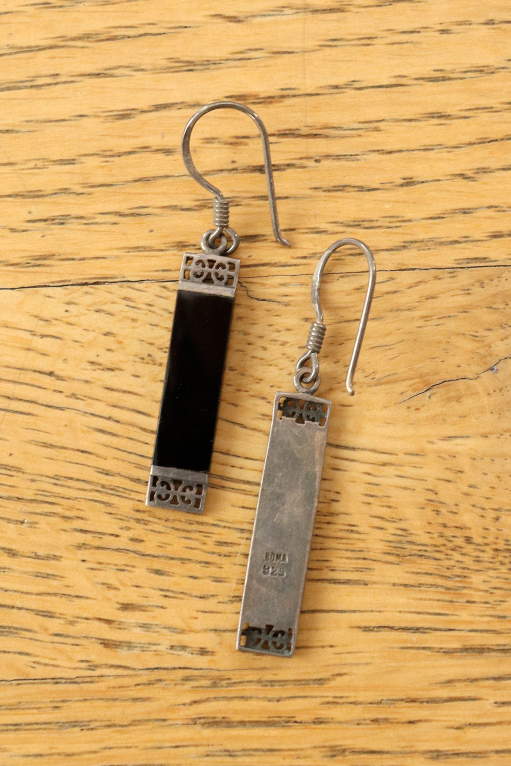 Sterling Deco Ebony Earrings