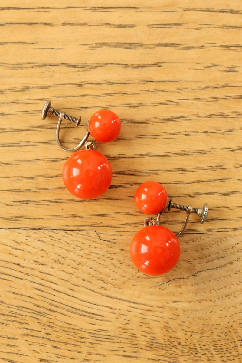 Fire Orange Bauble Earrings