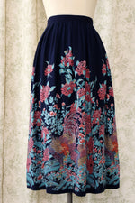 Roosters in Wisteria Skirt XS