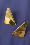 Signed Modernist Folded Metal Earrings