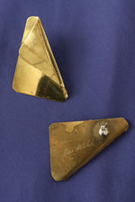 Signed Modernist Folded Metal Earrings