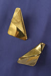 Signed Modernist Folded Metal Earrings