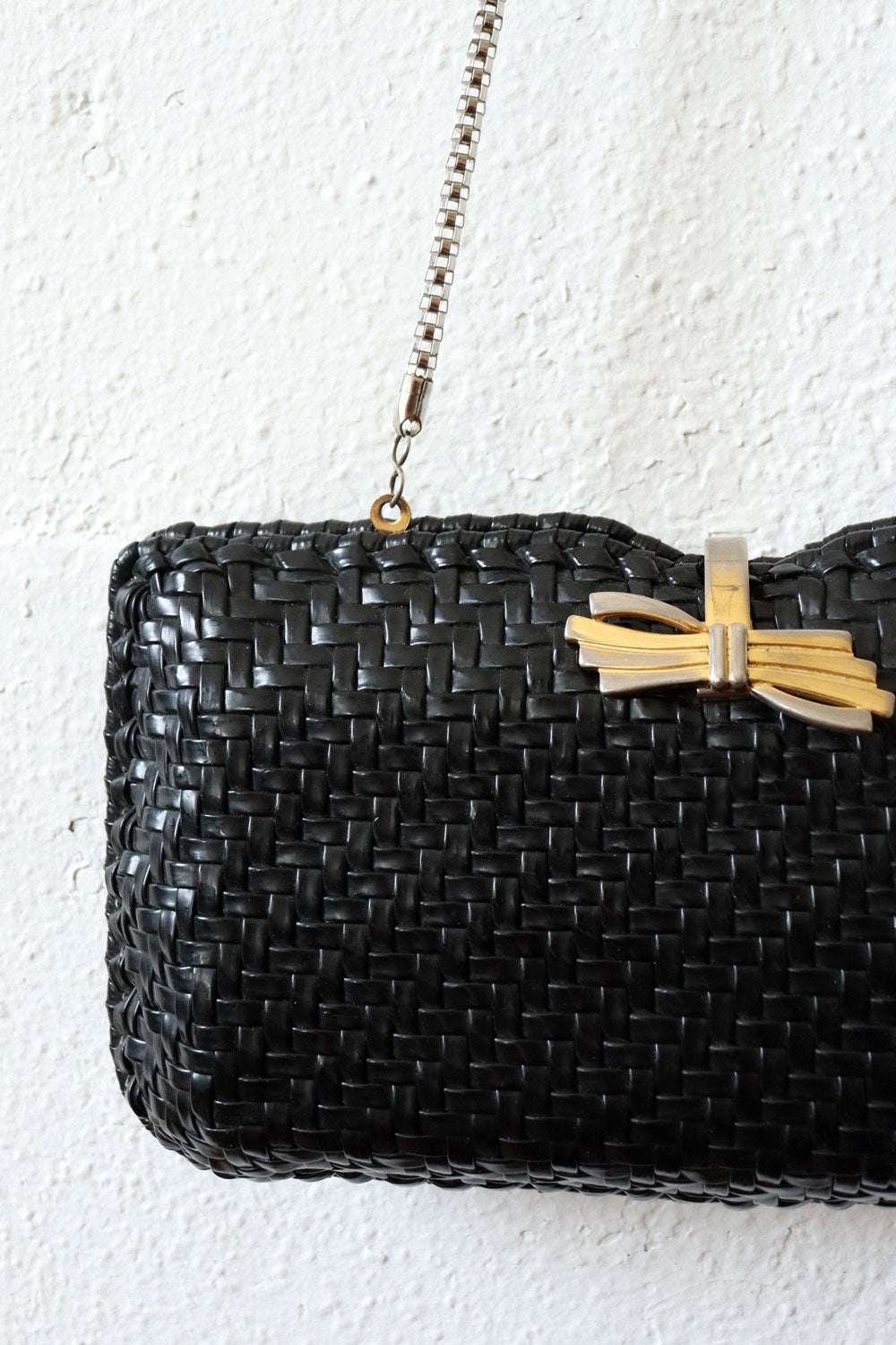 1970s Glossy Wicker Chain Purse