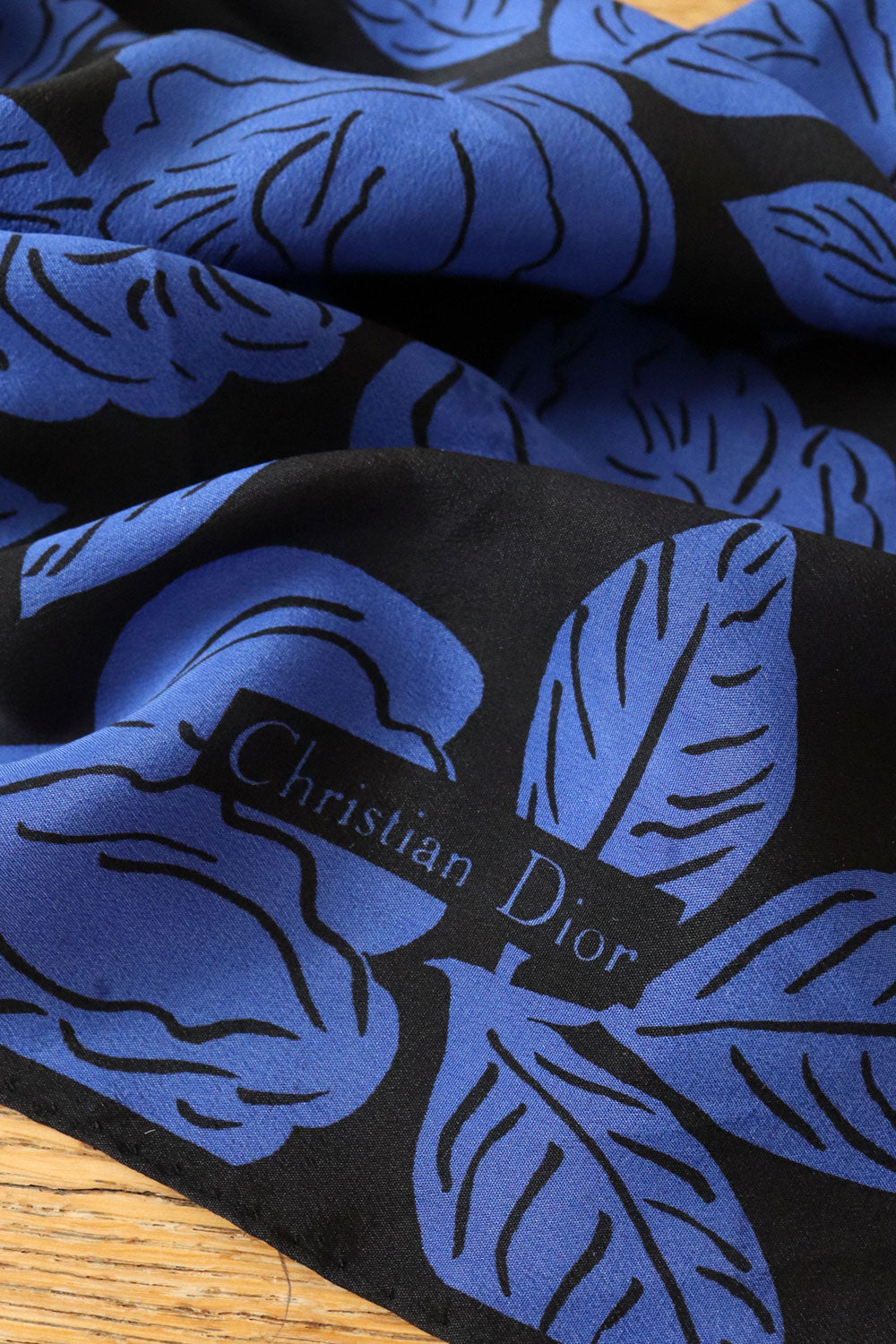 Christian Dior Cobalt Floral Silk Scarf