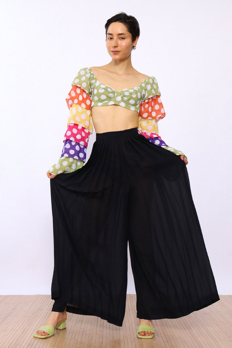 Onyx Accordion Pleated Palazzo Pants XS/S