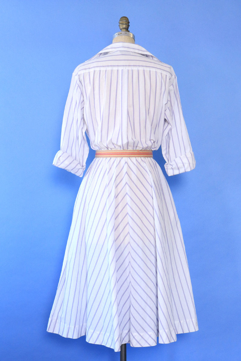 Lavender Prep Stripe Shirt Dress S/M