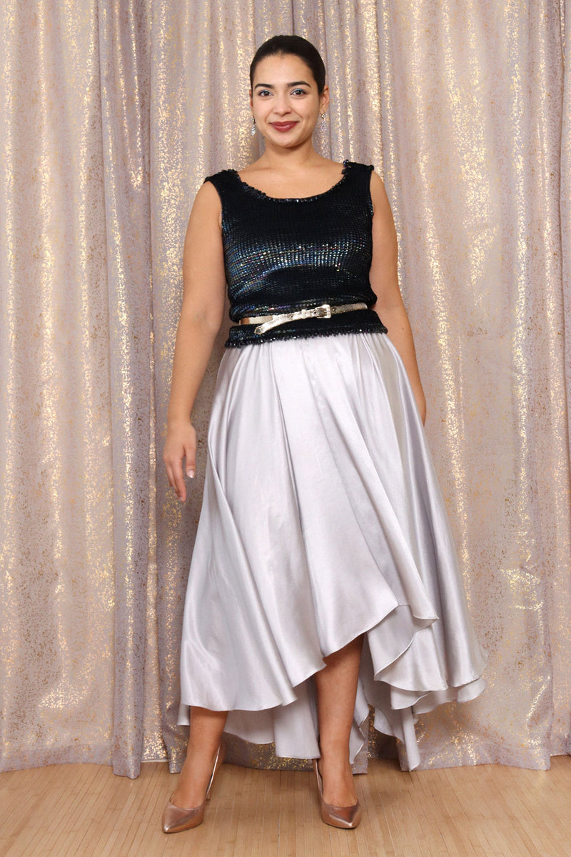 Liquid Silver Hi-Low Skirt XS-L