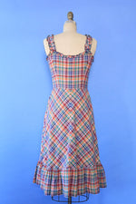 Madras Ruffle Sundress S/M