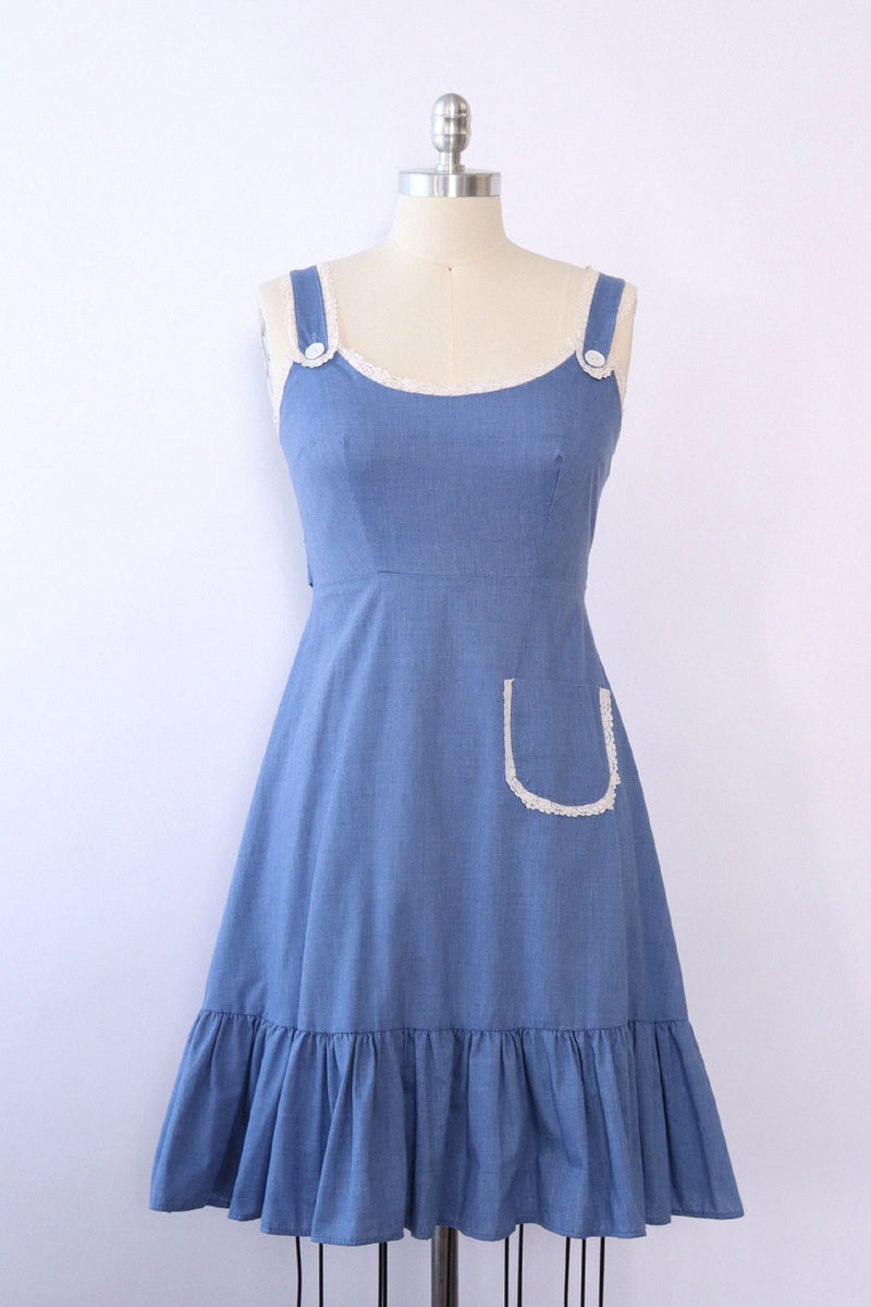 Cornflower Chambray Apron Dress S