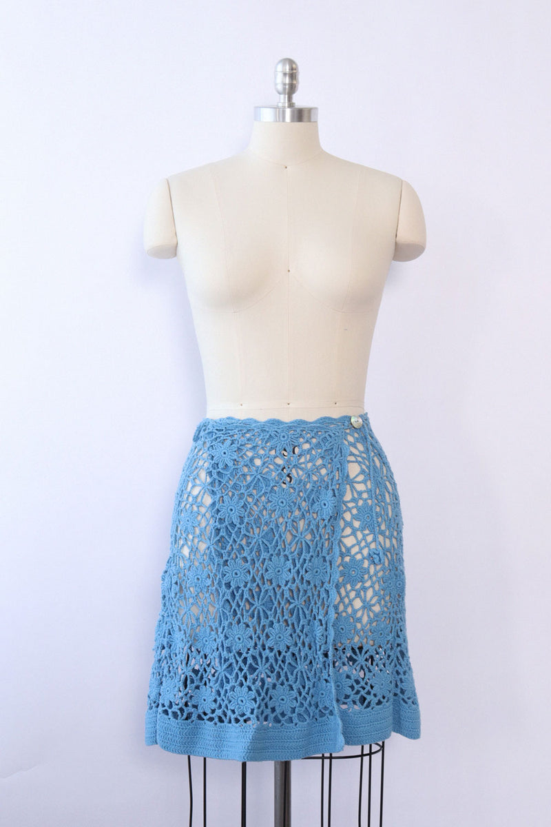 Mediterranean Blue Crochet Sarong XS-M