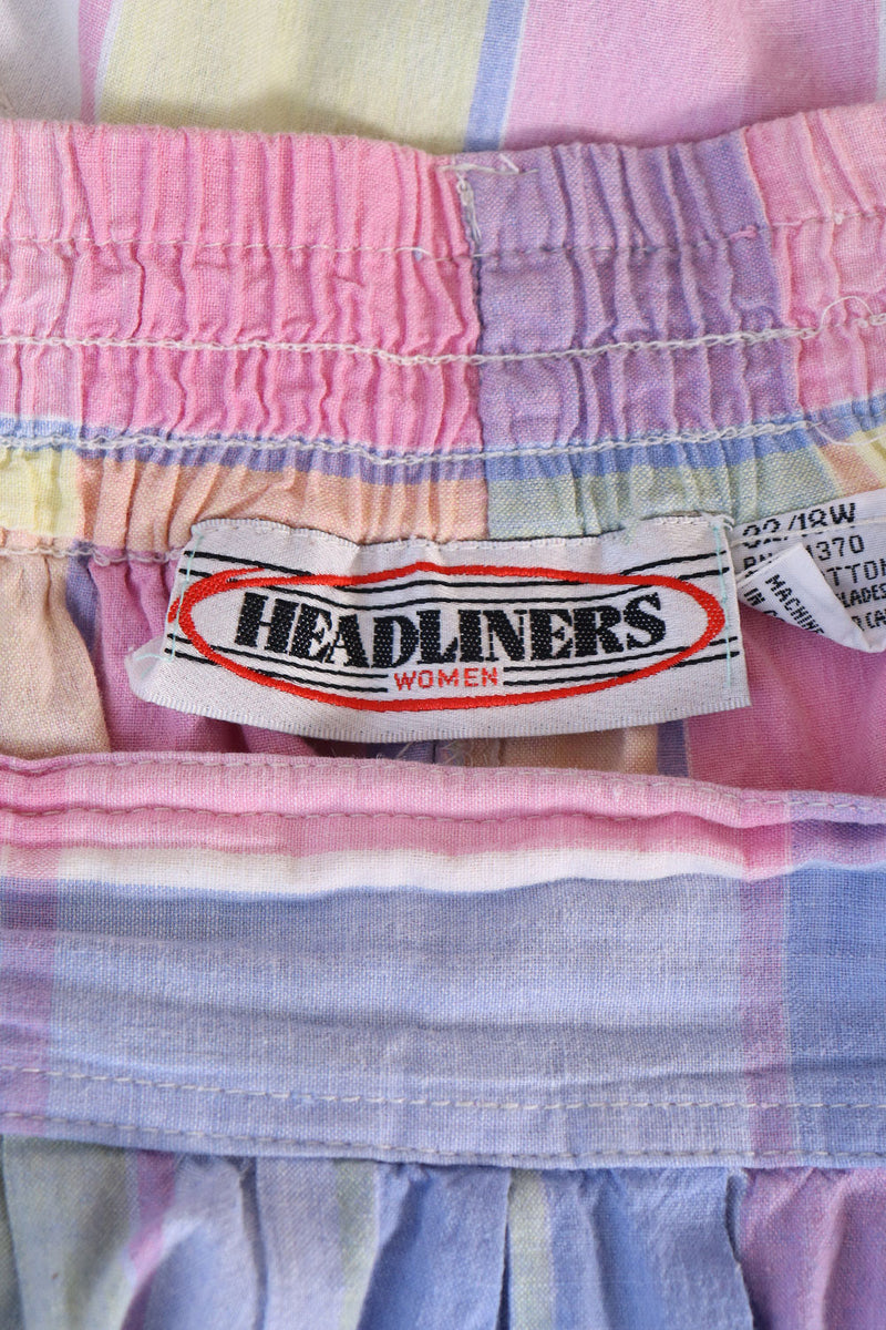 Pastel Plaid Cotton Shorts L/XL