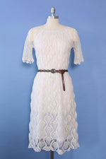 Cloud White Crochet Overlay Dress M-M/L