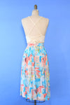 Watercolor Rayon Midi Skirt L