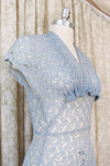 1930s Hazy Blue Lace Dress XS