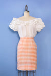 Peaches and Cream Gingham Pencil Skirt XS/S