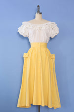 1950s Ruffled Eyelet Blouse S/M