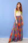 Mosaic Print Wrap Palazzo Pants S-L