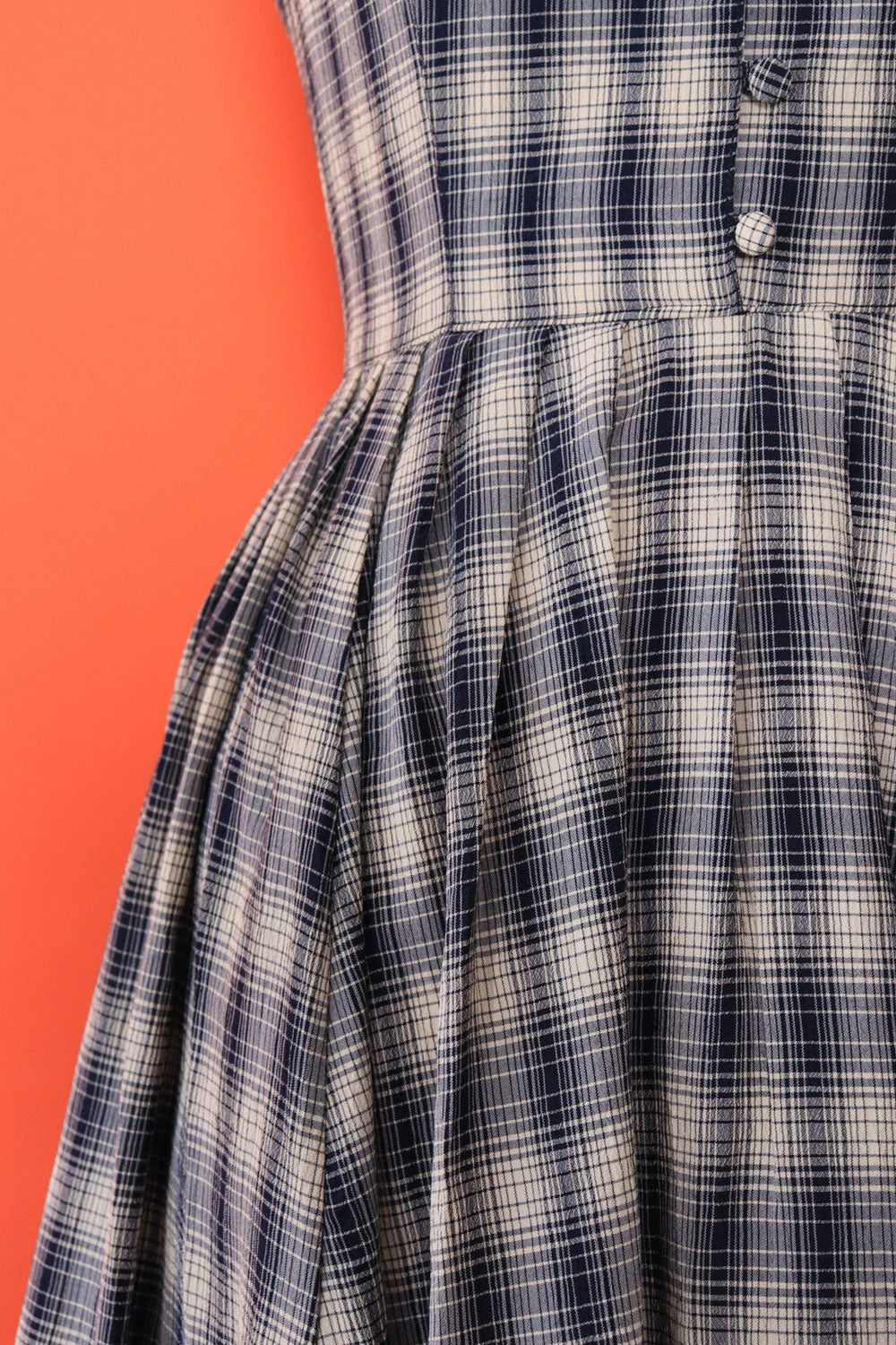 Navy Bardot Plaid Dress L