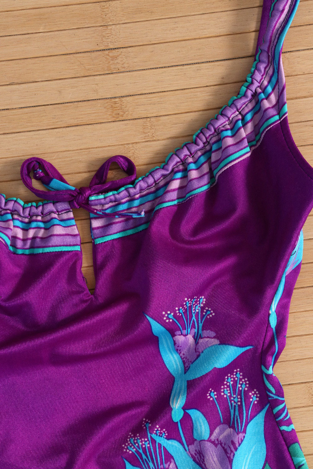 1970s Ultraviolet Floral One Piece M