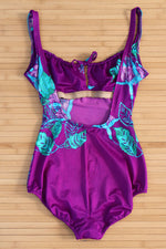 1970s Ultraviolet Floral One Piece M