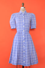 Sky Windowpane Day Dress XS/S