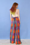 Mosaic Print Wrap Palazzo Pants S-L