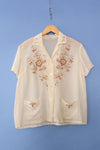 Creme Silk Embroidered Blouse M