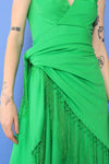 Electric Green Maxi w/ Fringe Shawl S-S/M