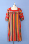 Rainbow Stripe Woven Fringe Dress M/L