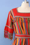 Rainbow Stripe Woven Fringe Dress M/L