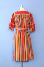 Rainbow Stripe Woven Fringe Dress M/L