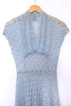 1930s Hazy Blue Lace Dress XS