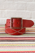 Studded Brick Leather Belt