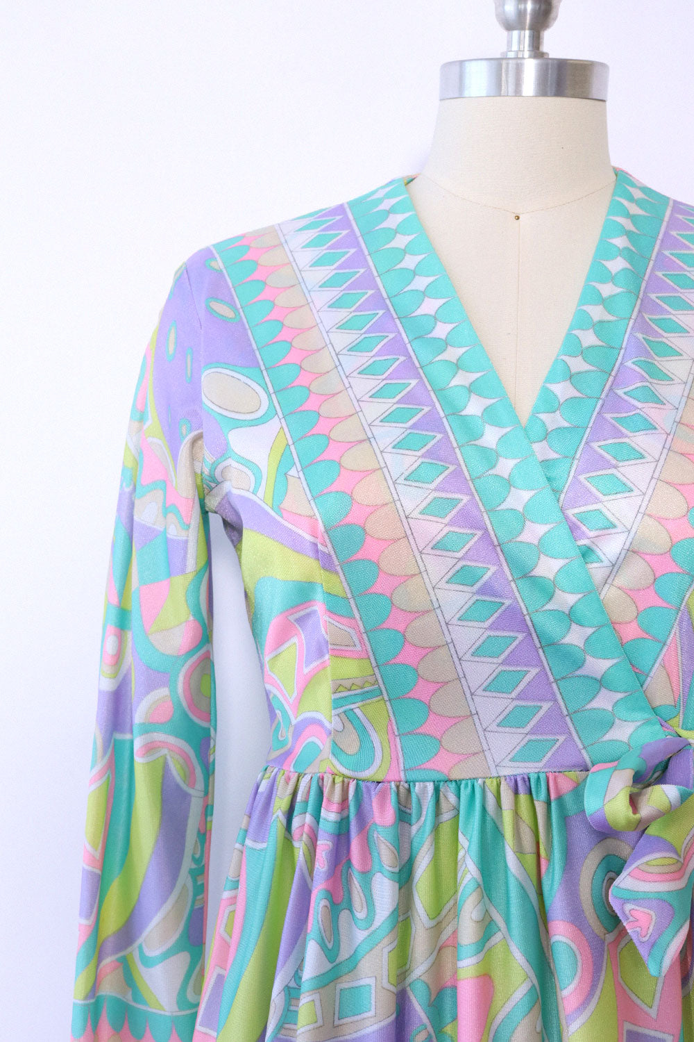 Pastel Abstract Print Robe Dress S/M