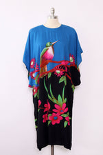 Blue & Fuchsia Batik Hummingbird Caftan S-L