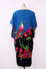 Blue & Fuchsia Batik Hummingbird Caftan S-L