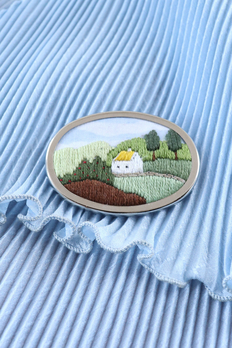 Embroidered Little House Brooch