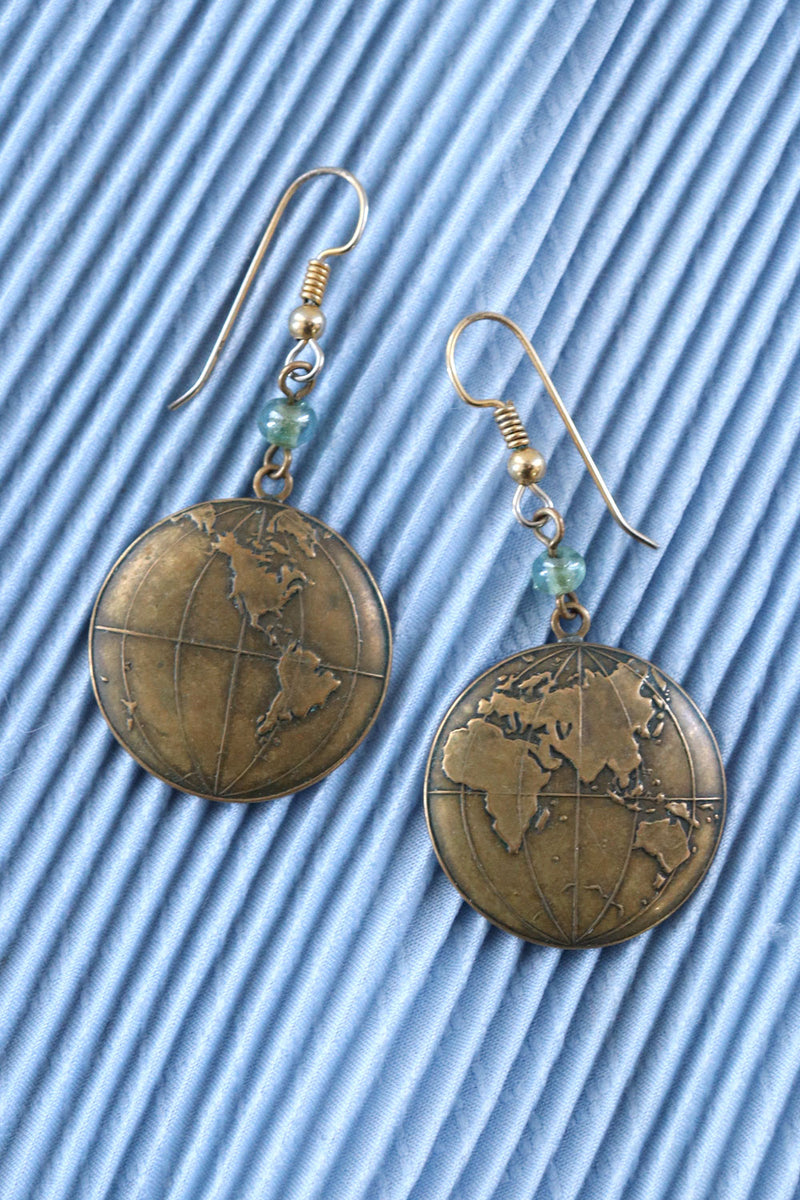 Brass Globe Earrings