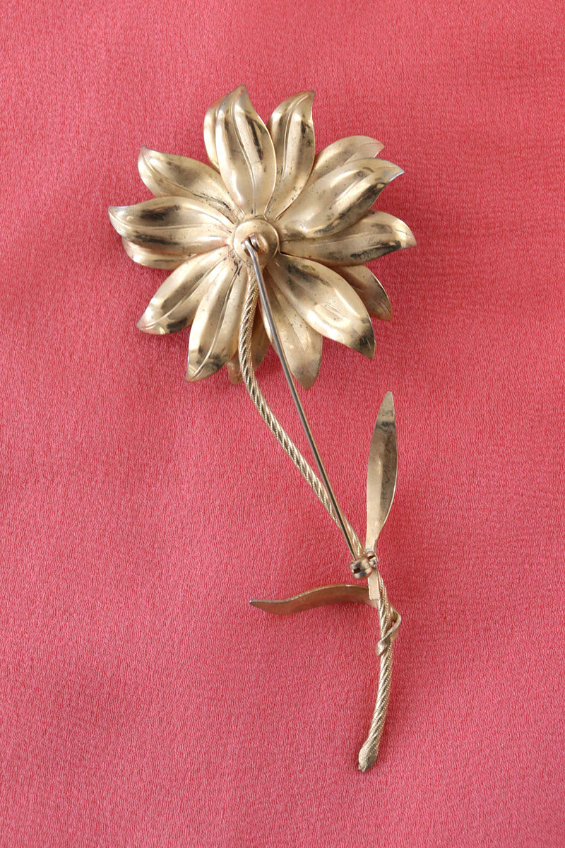 1960s Statement Brass Flower Brooch