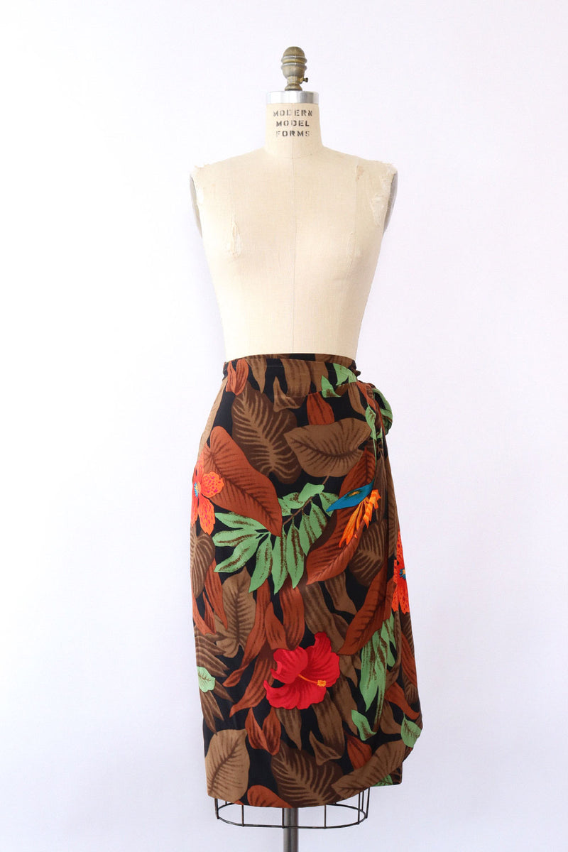 Tropical Silk Wrap Skirt M/L