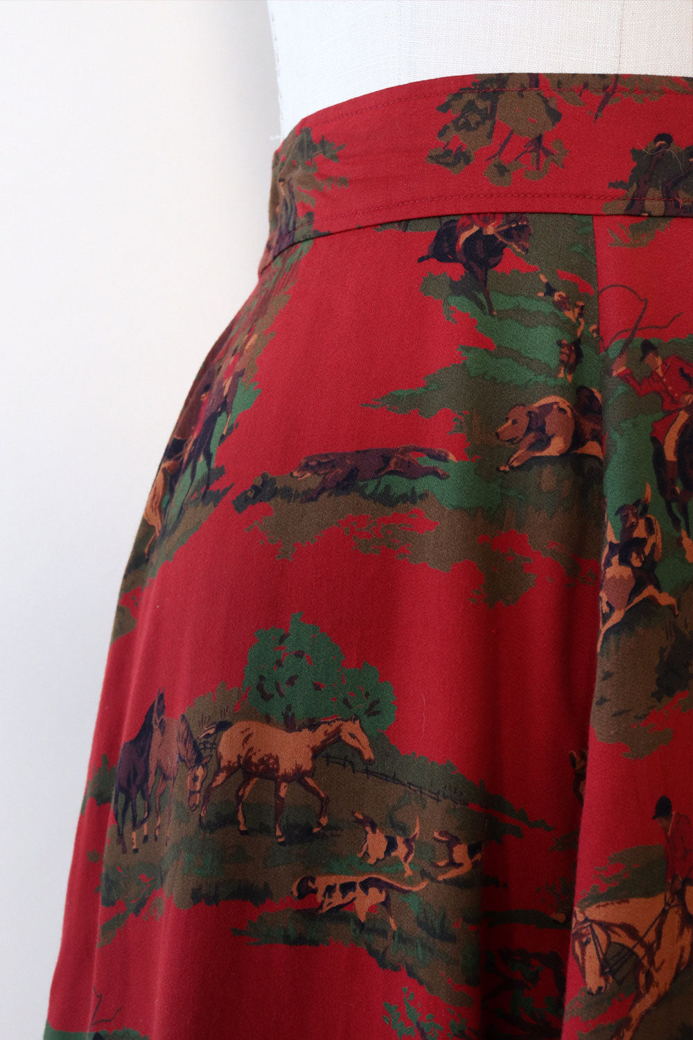 Horse Riding Print Rayon Skirt S/M