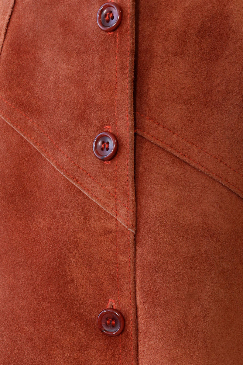 Chestnut Suede Button Skirt S