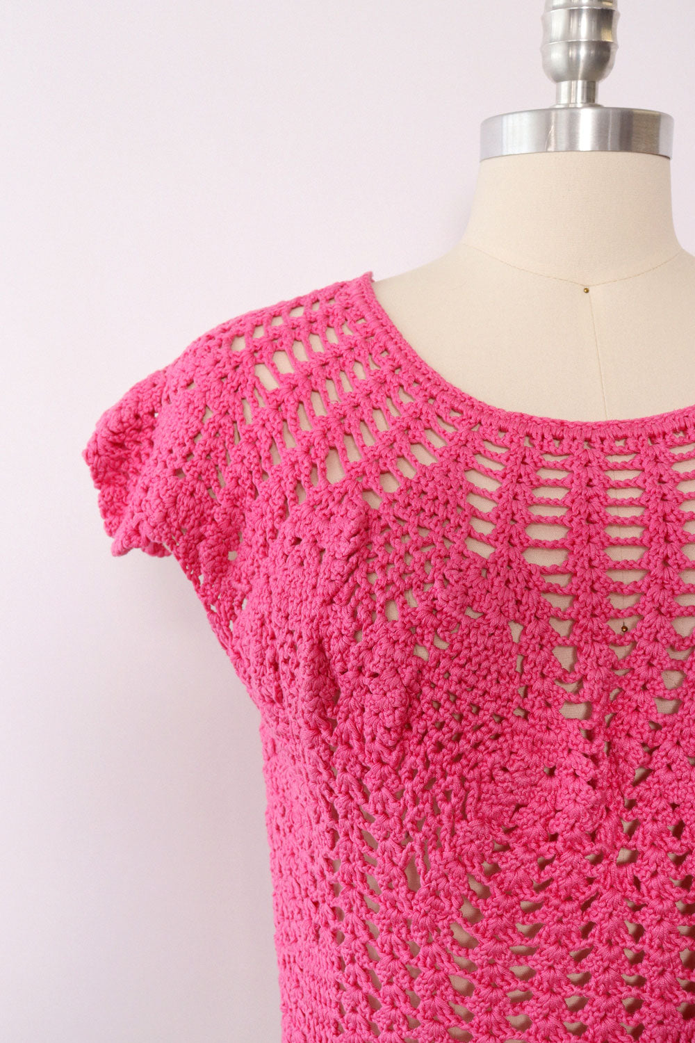 Carnation Pink Crochet Top M