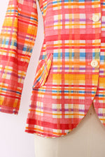 1970s Fruity Picnic Plaid Blazer S/M